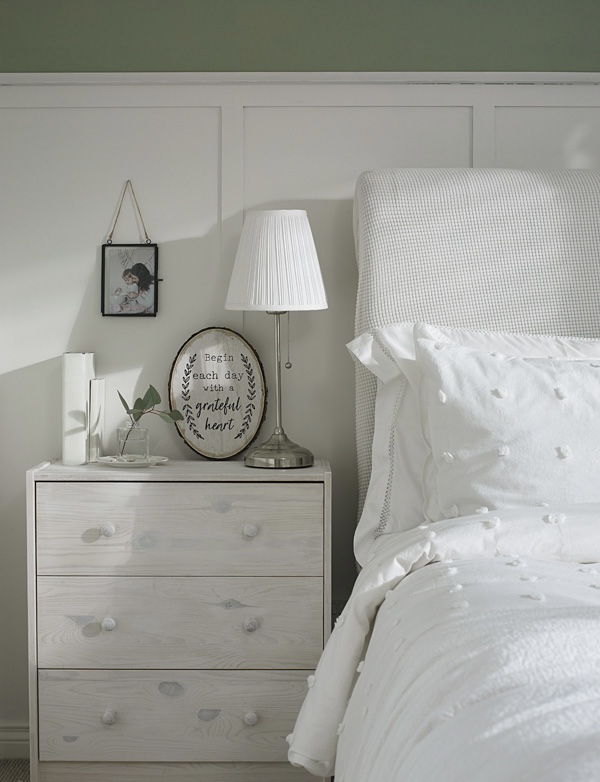 Beautifully staged bedroom at McDowell's bungalow